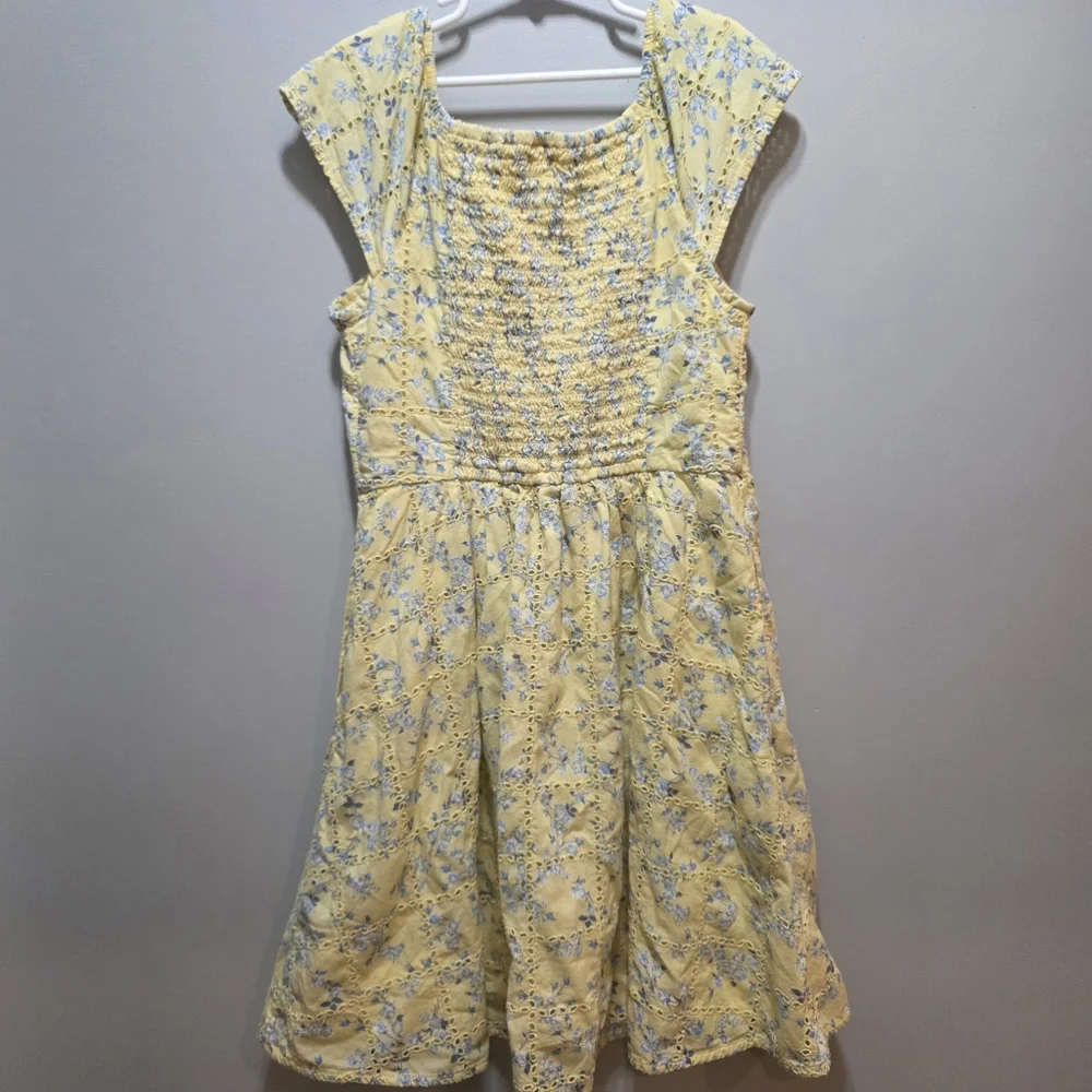 Abercrombie & Fitch Kids Ruffle Sleeve Dress Yellow & Blue Floral Size 13/14 - Picture 13 of 15